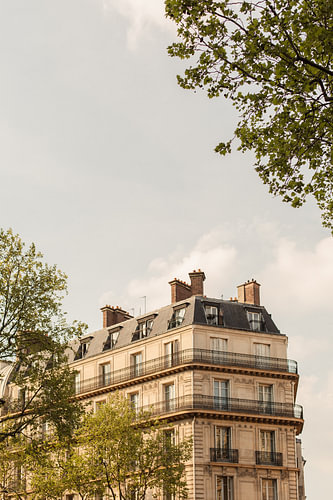 Parijse gevel met balkons en klassieke Franse architectuur