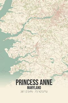 Vintage landkaart van Princess Anne (Maryland), USA. van Rezona