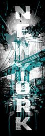 POP ART Manhattan Bridge | cyan by Melanie Viola