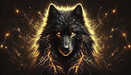 Vurige Wolf – ongetemde energie in gouden vonken