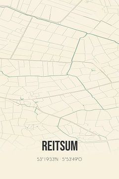 Vintage landkaart van Reitsum (Fryslan) van Rezona