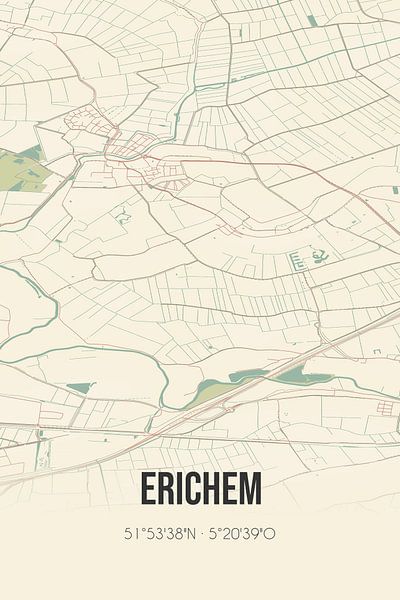 Carte ancienne d'Erichem (Gueldre) par Affiches de lieux