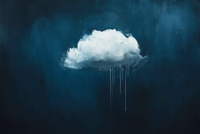 Cloudy inspiration in dark blue - minimalist by Poster Art Shop