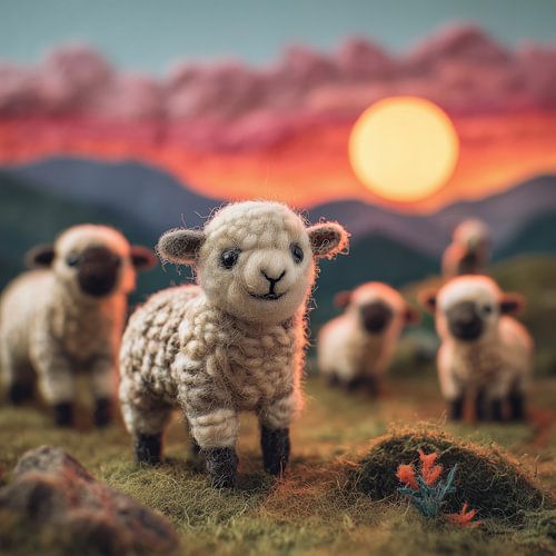 Schaap van wol zonsondergang