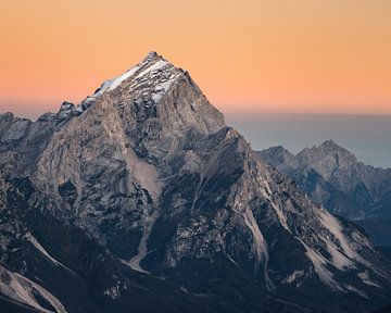 An orange sunset in the Dolomites