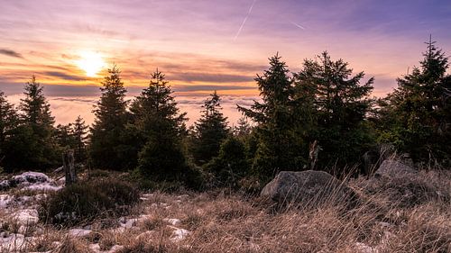 Coucher de soleil dans les montagnes du Harz