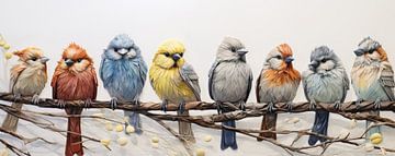 Vogels op tak van Blikvanger Schilderijen