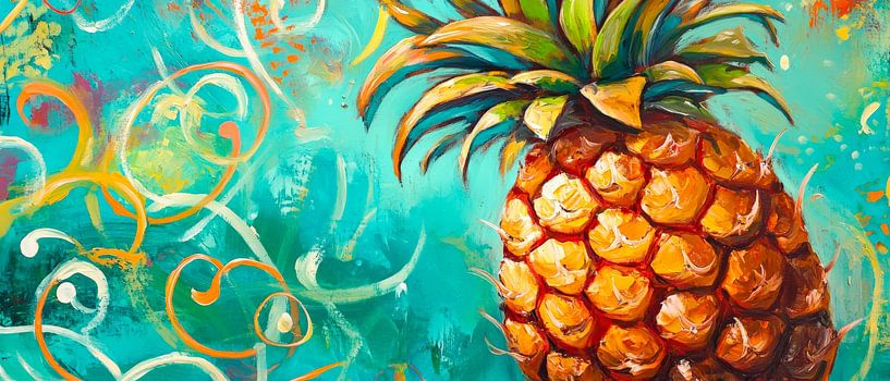 Ananas in lebendigen Farben – Kunstvoll und frisch von Poster Art Shop