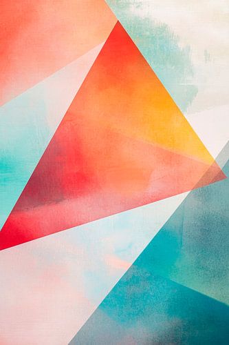 Kleurrijke geometrische vormen en aquarel