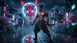 Neon Samurai, Japan von my pixel art