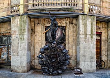 "Wereld" , straatkunstenaar in Salamanca, Spanje van Hannie Kassenaar