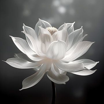 Fleur de lotus en noir et blanc sur Cafe Noir