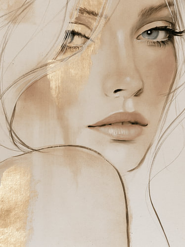 Élégant portrait de femme aux accents dorés sur Carla Van Iersel