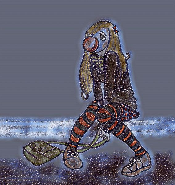 Teenager with school bag ( drawing ) by Jose Lok