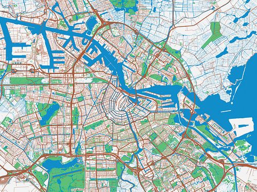 Kaart van Amsterdam in de stijl Urban Ivory