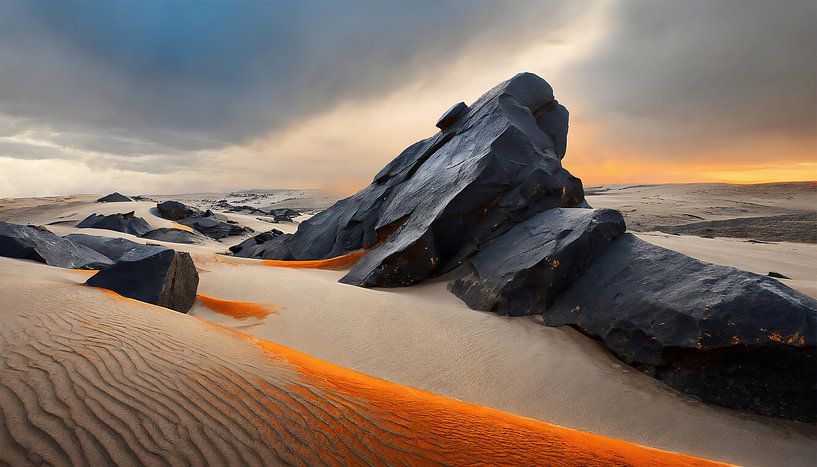Rotsen met zand in de woestijn van Mustafa Kurnaz