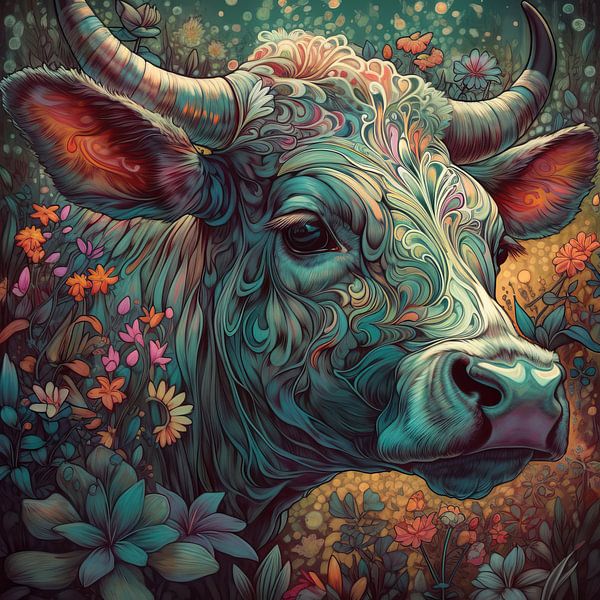  Koe No. 03 In Kleur by ARTEO Paintings