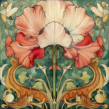 Lelie bloem in Jungendstil stijl muur decoratie van Vlindertuin-Art