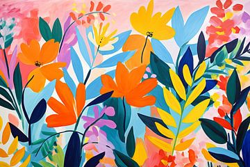 Bloemenweide abstract en kleurig van Caroline Guerain