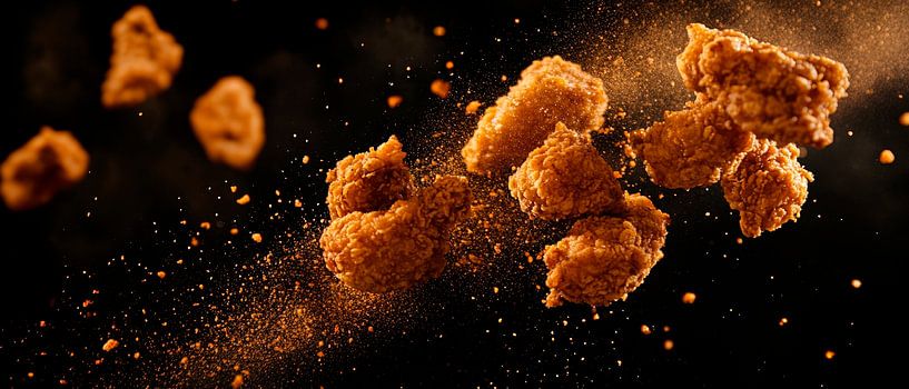Krosses Hühnchen im Flug – Energetisch von Poster Art Shop