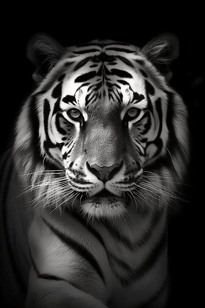 Monochrome Tijger van NJ Midnight Studio