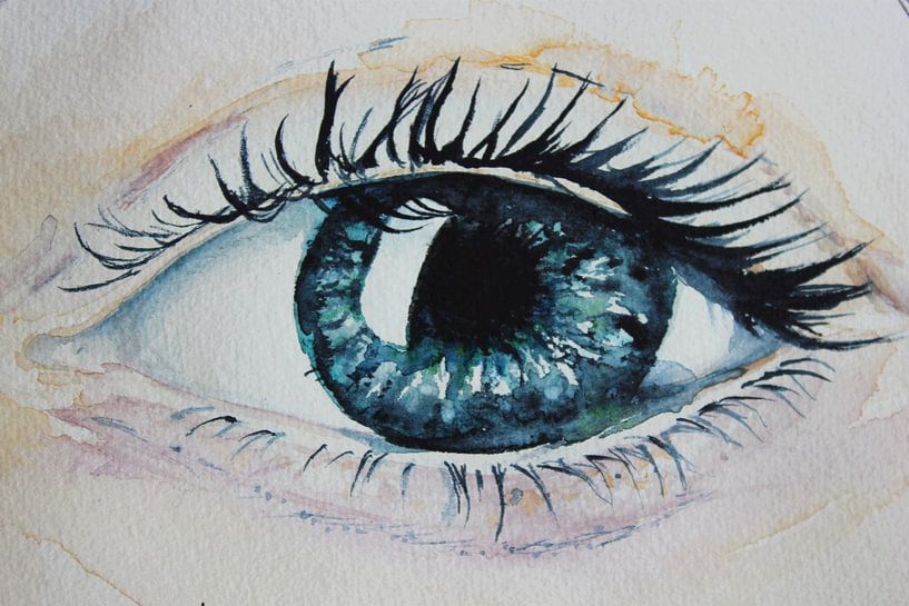 Aquarel oog: Love is in the eye of the bee-holder - aquarel light version  von E11en  den Hollander