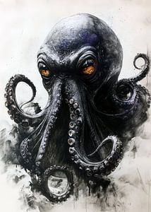 Black watercolor octopus #octopus