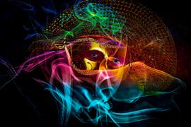 Girl with mask and smoke by Peter Smeekens