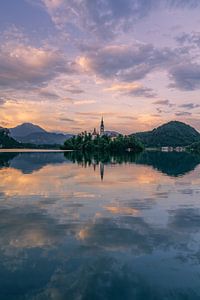 Sonnenuntergang am Bleder See Slowenien