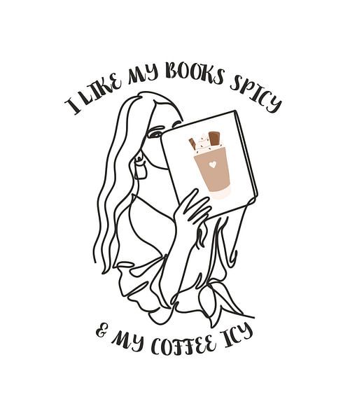 Woman with book who likes to read and drink coffee by ArtDesign by KBK