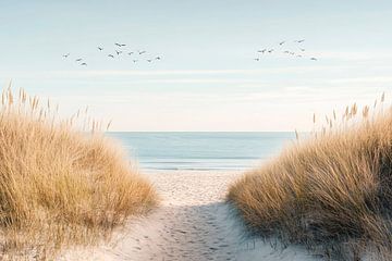 Strandpad naar de zee van Poster Art Shop
