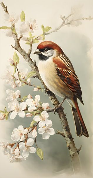 Bird on branch by Artsy