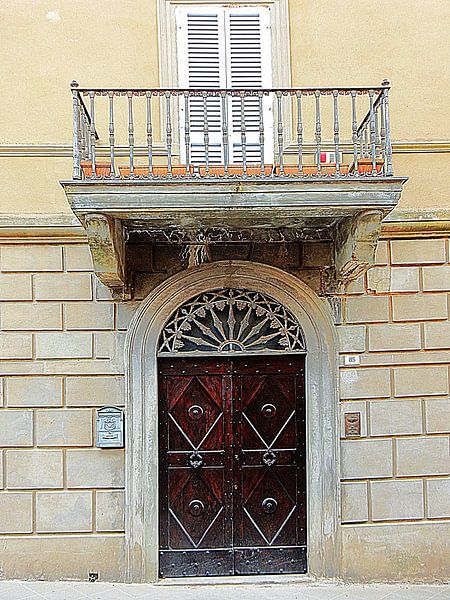 Wooden Door with Balcony Castiglione del Lago by Dorothy Berry-Lound