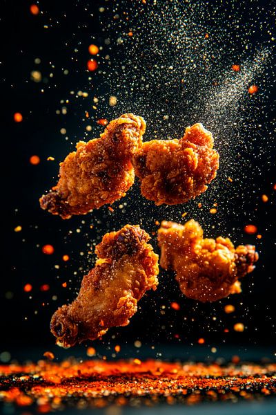 Crispy chicken wings in flight - savoury by Poster Art Shop