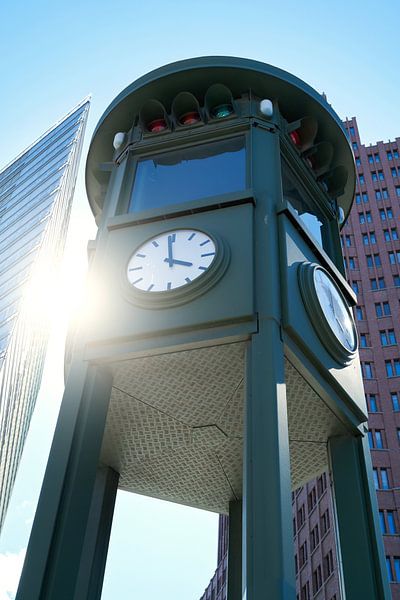 Clock at Potsdamer Platz in Berlin by Heiko Kueverling