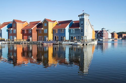 Reitdiephaven, city of Groningen. A colorful residential area
