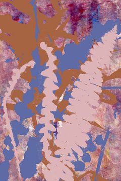 Natural living. Abstract Botanical Leaves Medley. Pink, ocher, blue by Dina Dankers