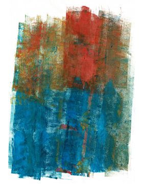 Abstrait en rouge, bleu et ocre sur Western Exposure