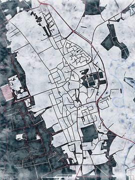 Kaart van Hellendoorn in de stijl 'White Winter' van Maporia