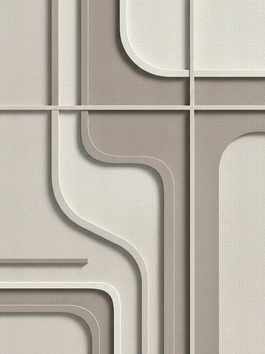 Modernes abstraktes Relief mit abgerundeten Linien und Leinenstrukturen