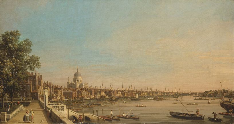 La Tamise depuis la terrasse de Somerset House, en regardant vers St Paul, Canaletto par Des maîtres magistraux