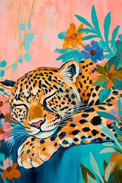 Sleeping leopard in the rainforest by Poster Art Shop