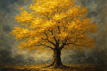 Radiant autumn tree with deep texture