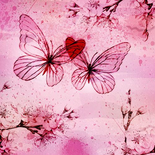 2 butterflies van Joan Engels