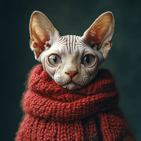 Sphynx für den Winter gekleidet von Ton Kuijpers