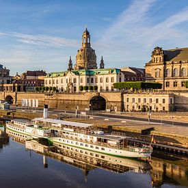 Dresden skyline with the Frauenkirche in the morning by Werner Dieterich