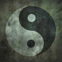 Symbole Yin et Yang Grunge vert olive foncé