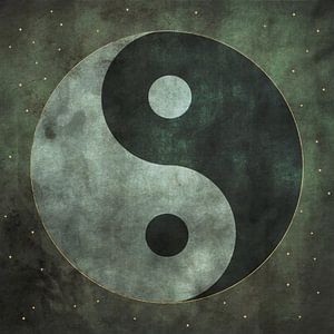 Yin and Yang Symbol Grunge Dark Olive Green