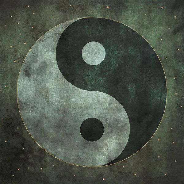 Yin and Yang Symbol Grunge Dark Olive Green by Western Exposure