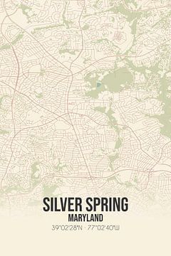 Vintage landkaart van Silver Spring (Maryland), USA. van MijnStadsPoster